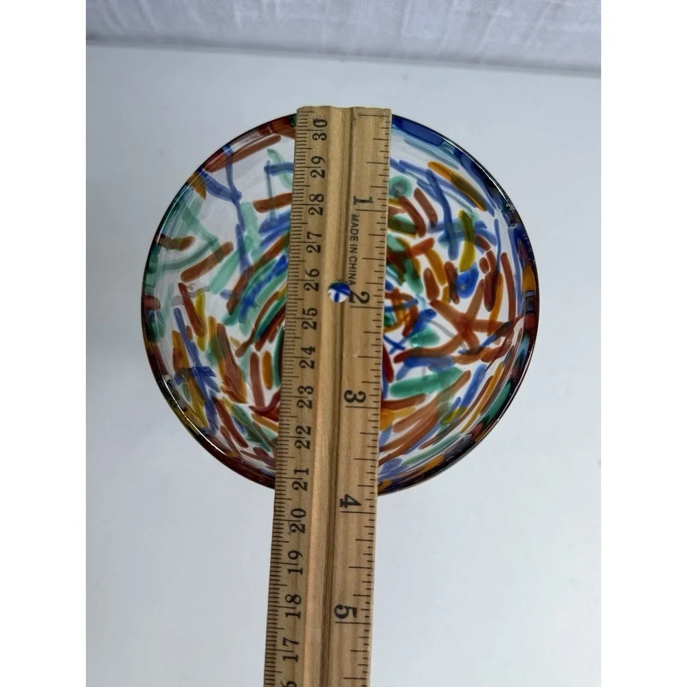 Vntg Pier 1 Imports Multicolor Confetti Hand Blown Art Glass Goblets 8